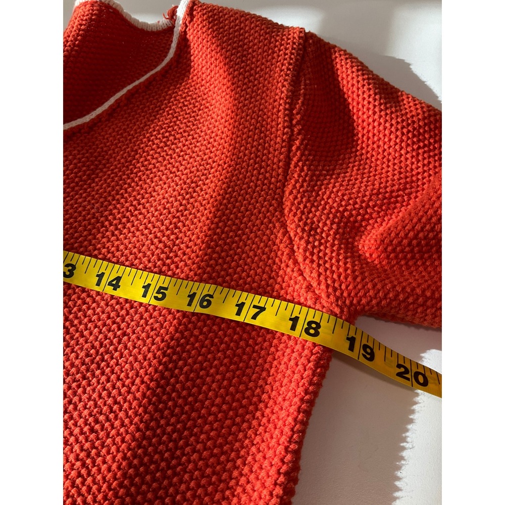 Orange Textured Knit Cropped Cardigan Sweater Pearl‎ Buttons Cottagecore Preppy - Picture 4 of 6